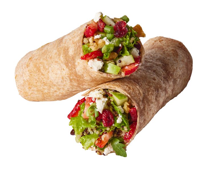 Berrii Crunchii Wrap with mixed berries, spinach, and balsamic at Freshii Sundance Calgary