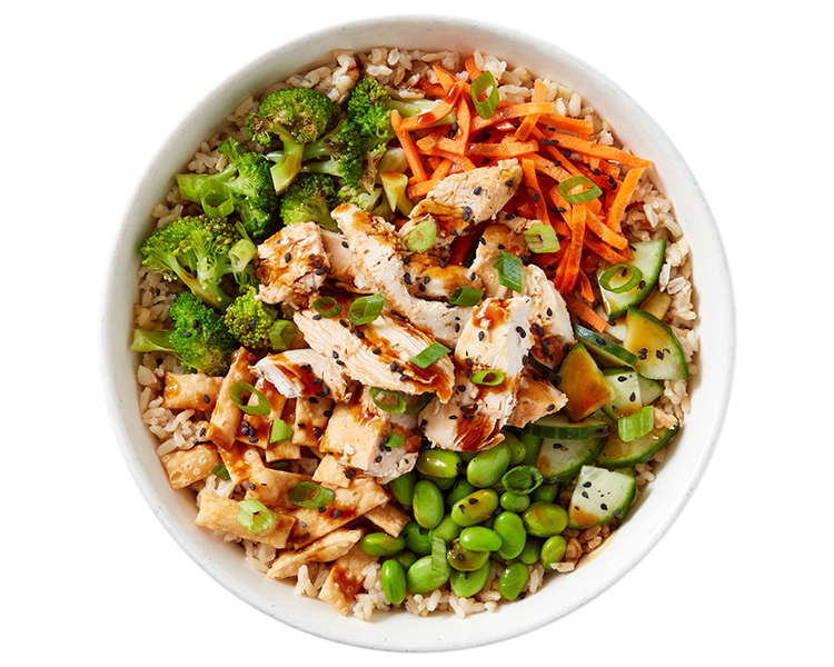 Chiipotle Cheddar Bowl with brown rice, aged cheddar, black beans