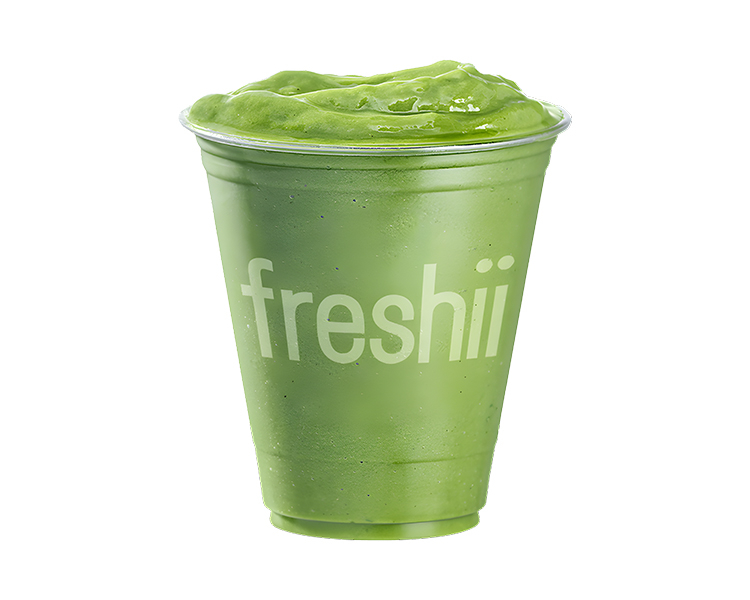 Chocolate Peanut Butter Smoothie with cocoa, peanut butter, banana, almond milk at Freshii Sundance Calgary