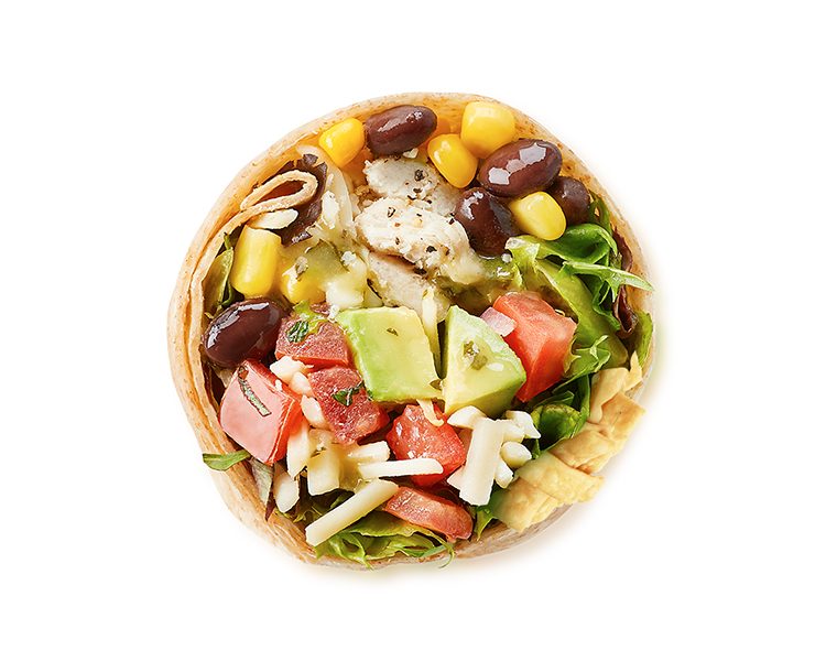 Fiiesta Wrap with rice, black beans, corn, tomato salsa at Freshii Sundance Calgary
