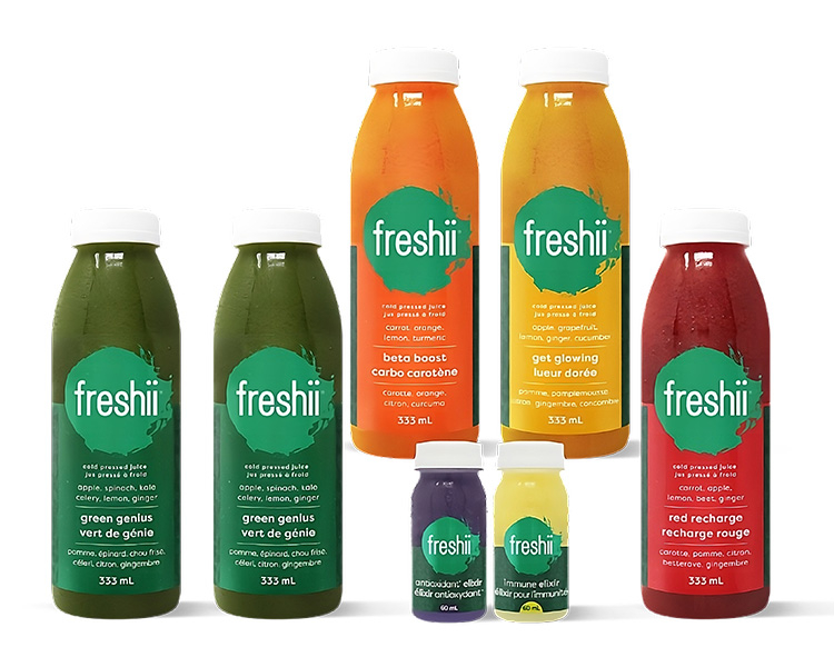 Fresh pressed juices at Freshii Sundance Calgary