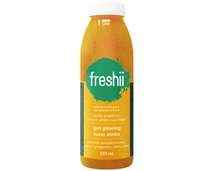 Freshii Get Glowing cold-pressed juice bottle
