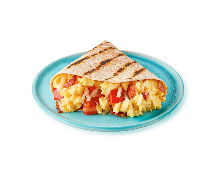 Freshii Sundance bacon, egg and cheese breakfast pocket on a plate