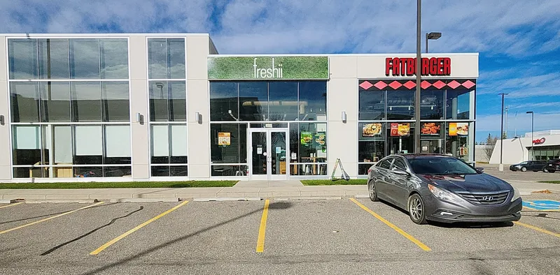 Free parking lot directly in front of Freshii Sundance in Sunpark Plaza, Sundance, SE Calgary, off Sun Valley Blvd and Macleod Trail.