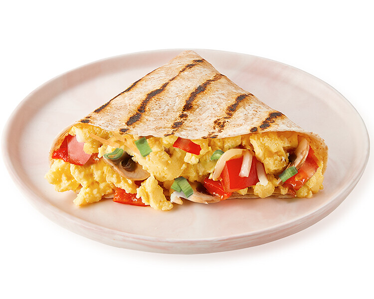 Freshii Sundance veggii and egg breakfast pocket with peppers and mushrooms