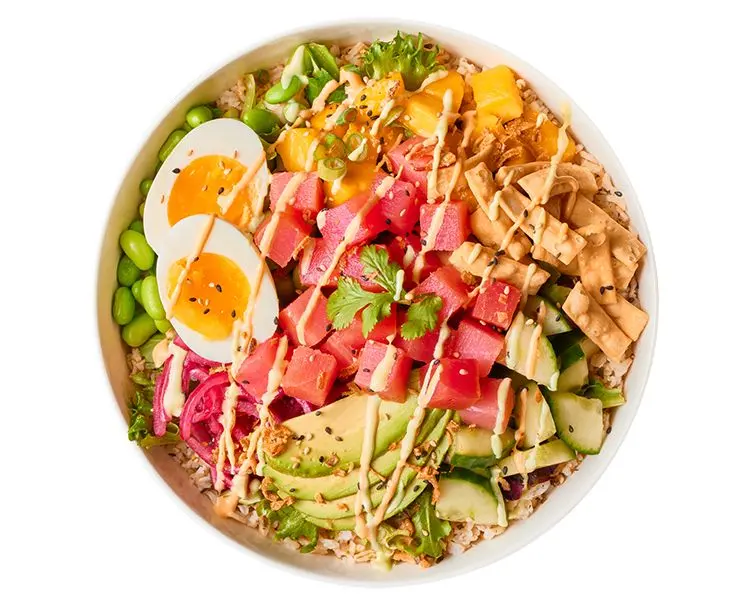 Tuna poke bowl at Freshii Sundance — healthy restaurant near Auburn Bay Calgary