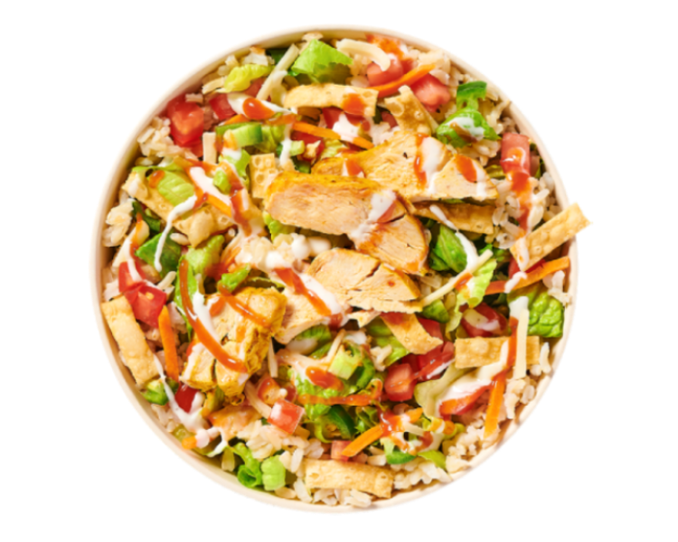 Teriyaki Twiist Bowl with brown rice, edamame, broccoli